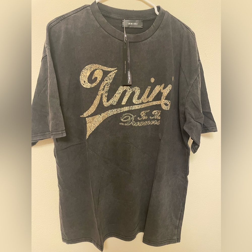 AMIRI Charcoal Tee with Gold Logo